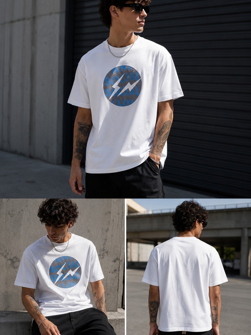 Anti Social Social Club White Short-Sleeve Tee with Blue Circular Graphic